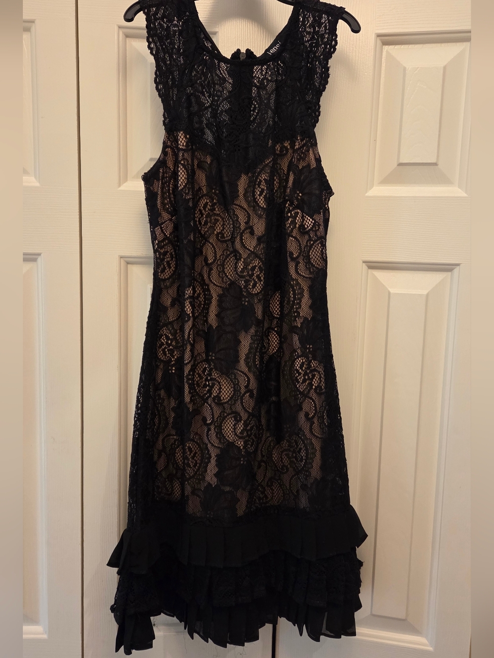 Black Lace Dress with Nude Lining